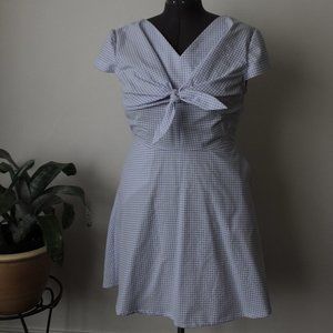 blue and white gingham mini dress size12